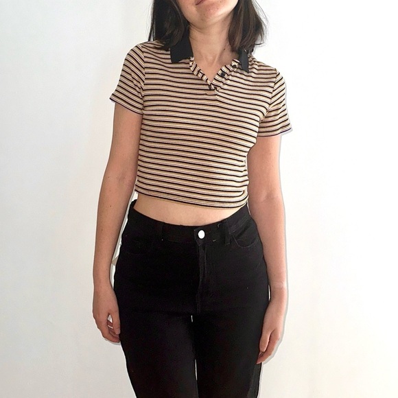 LEVI’S stripped crop short sleeve  polo tee - S - Picture 6 of 15